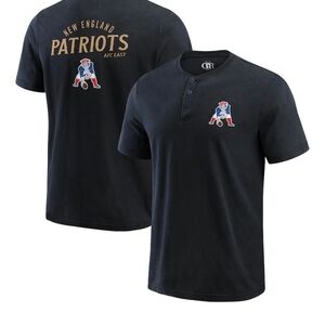 New England Patriots Men's Black Henley Shirt